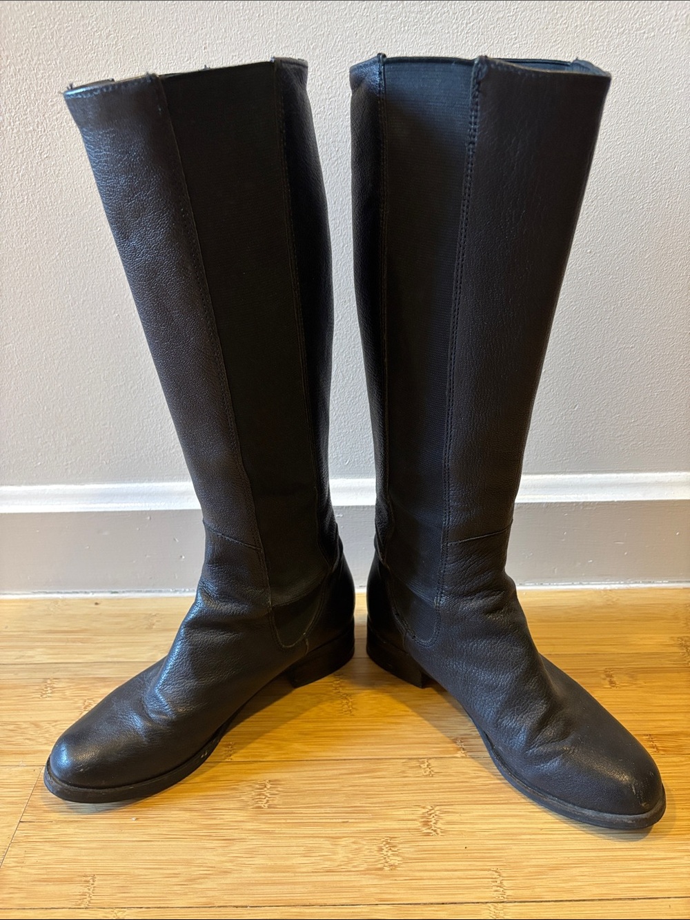 Cole-Haan Nike Air Black Knee Length Leather Boots - Picture 2 of 4
